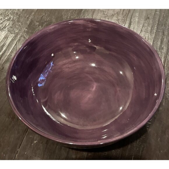 Espana Tabletops Handpainted Purple Large Serving Vegetable Bowl 11 Inch Boho - Picture 2 of 4